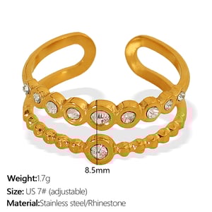 1 pair simple series retro cross stainless steel  gold plated artificial pearl women adjustable rings h5